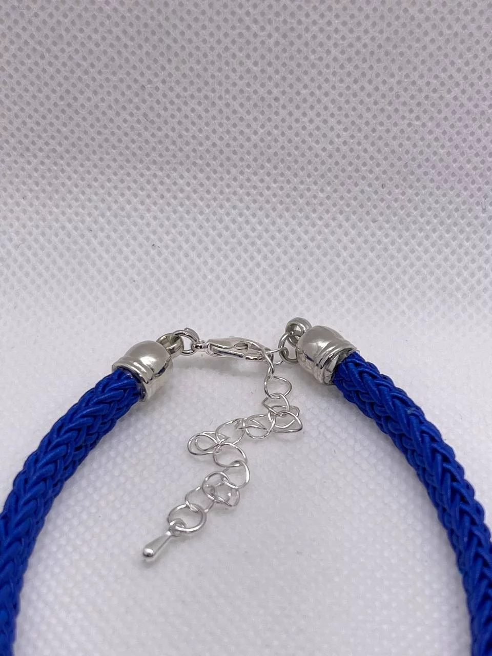 Ошейник-шнурок "Сердечко", M, синий, серебристый